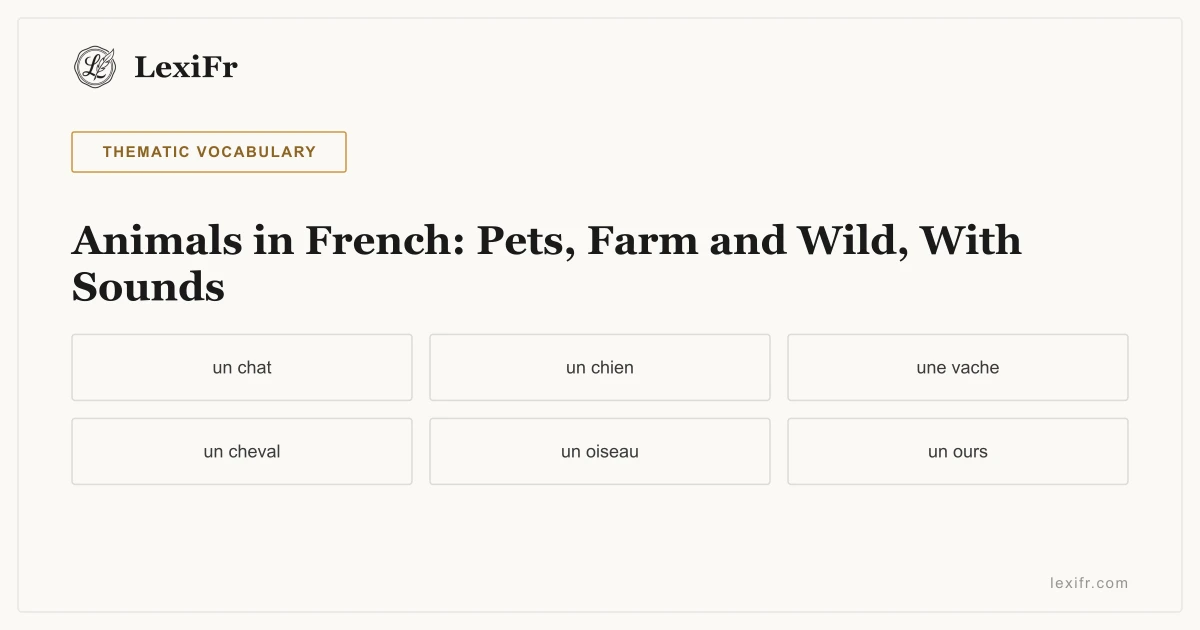 Animals in French: Pets, Farm and Wild, With Sounds - article illustration