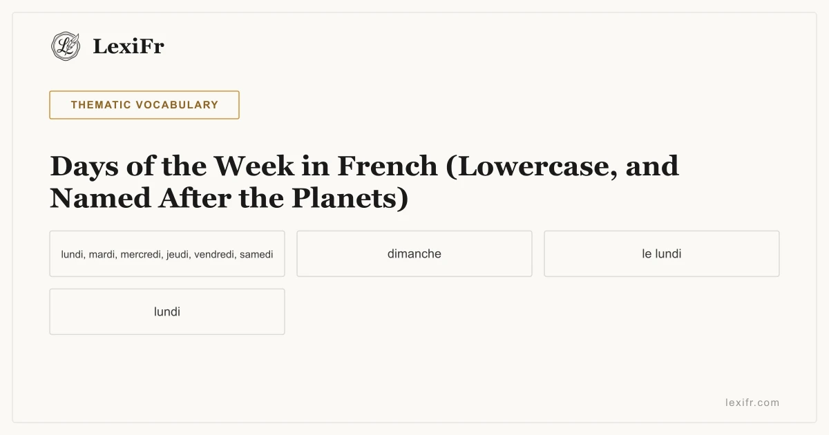 Days of the Week in French (Lowercase, and Named After the Planets) - article illustration