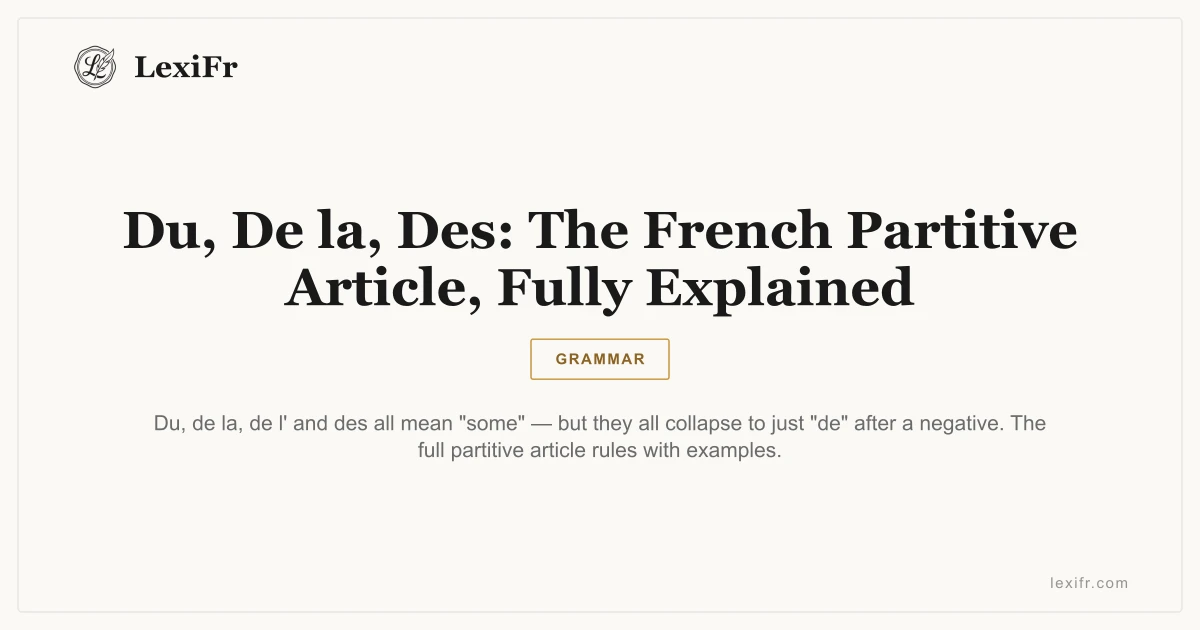 Du, De la, Des: The French Partitive Article, Fully Explained - article illustration