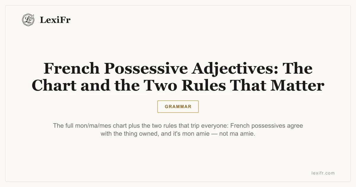 French Possessive Adjectives: The Chart and the Two Rules That Matter - article illustration