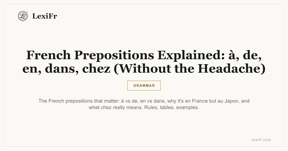 French Prepositions Explained: à, de, en, dans, chez (Without the Headache) - article illustration