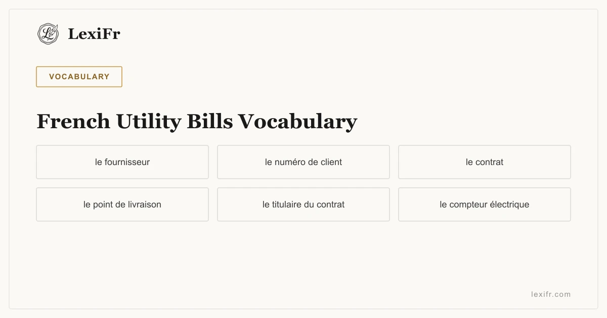 French Utility Bills Vocabulary - article illustration