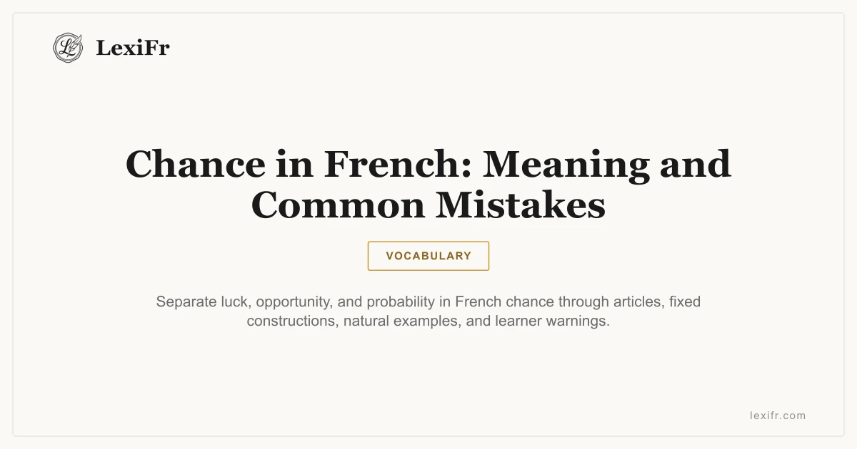 Chance in French: Meaning and Common Mistakes - article illustration