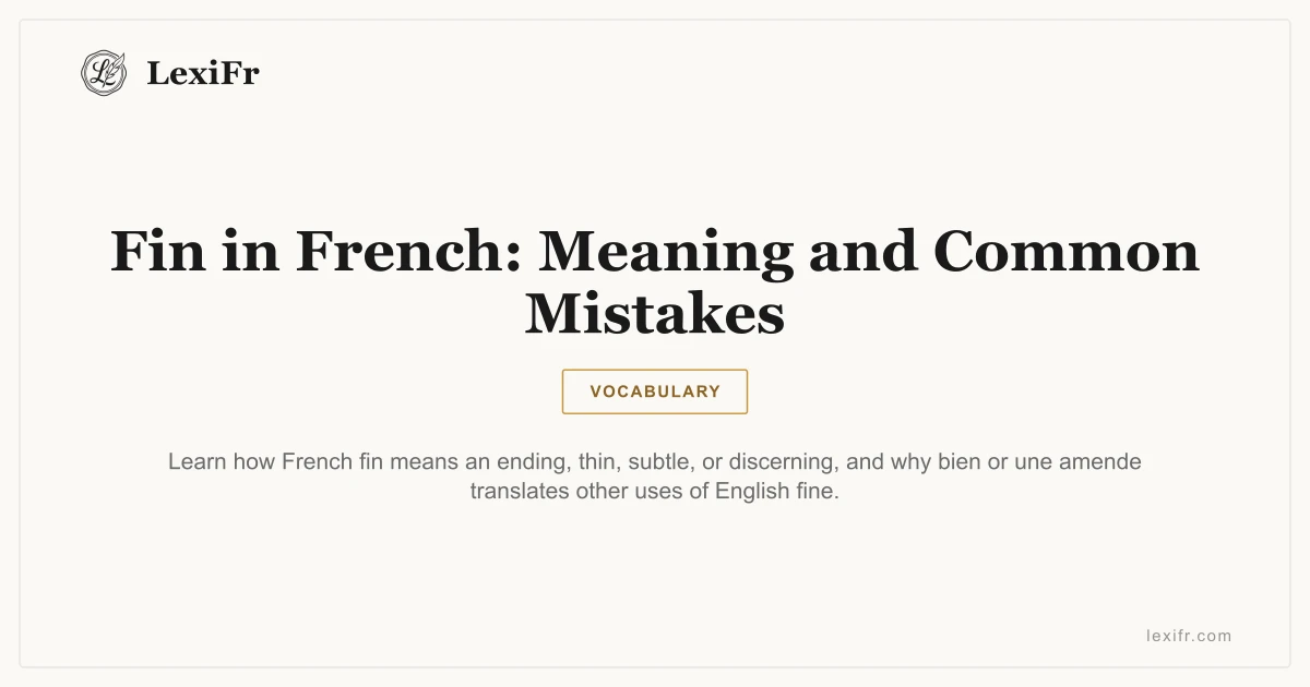 Fin in French: Meaning and Common Mistakes - article illustration