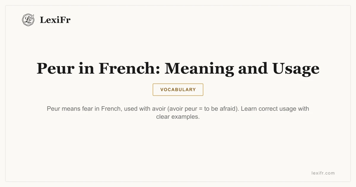 Peur in French: Meaning and Usage - article illustration