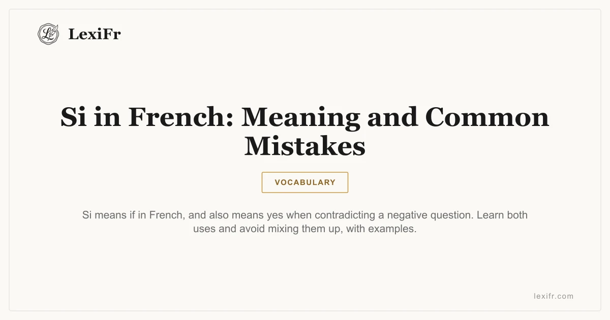 Si in French: Meaning and Common Mistakes - article illustration
